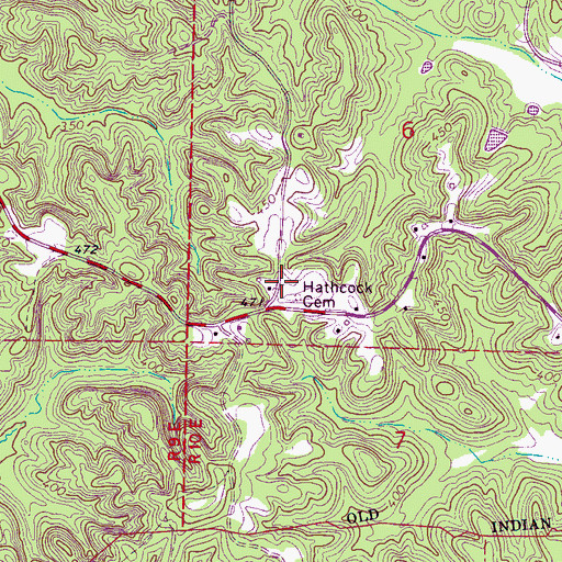 Topographic Map of Hathcock Cemetery, MS