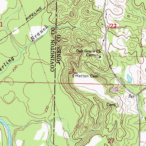 Topographic Map of Hatton Cemetery, MS