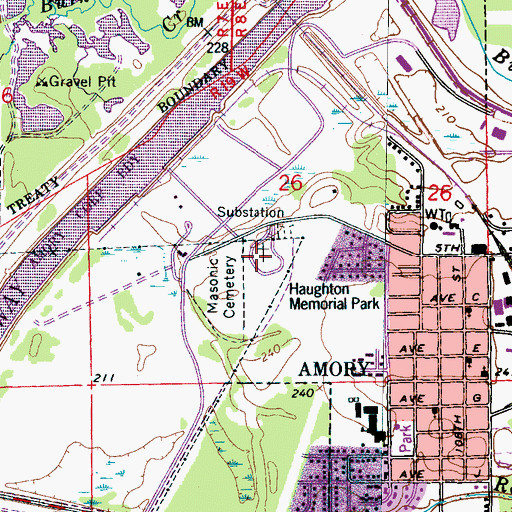 Topographic Map of Haughton Memorial Park, MS