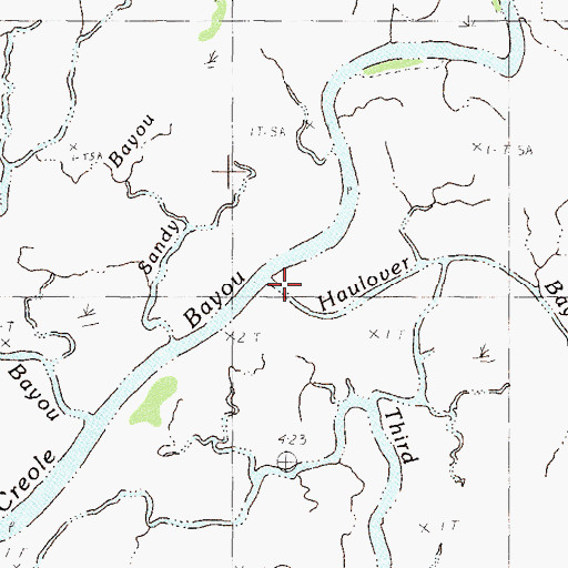 Topographic Map of Haulover Bayou, MS