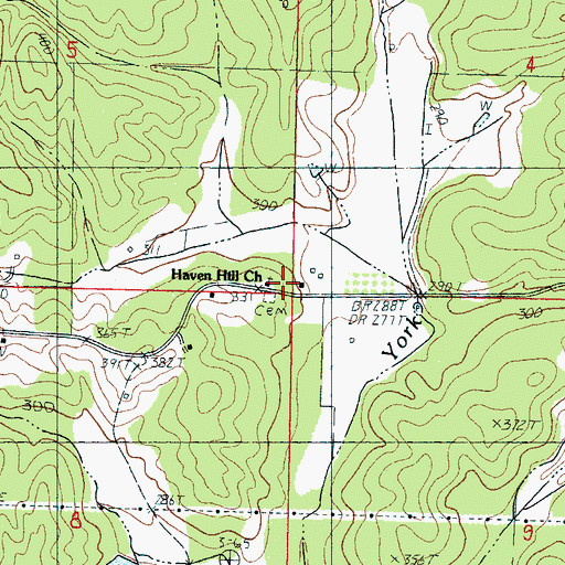Topographic Map of Haven Hill Church, MS