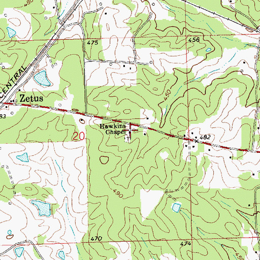 Topographic Map of Hawkins Chapel, MS