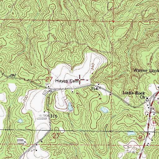 Topographic Map of Hayes Cemetery, MS
