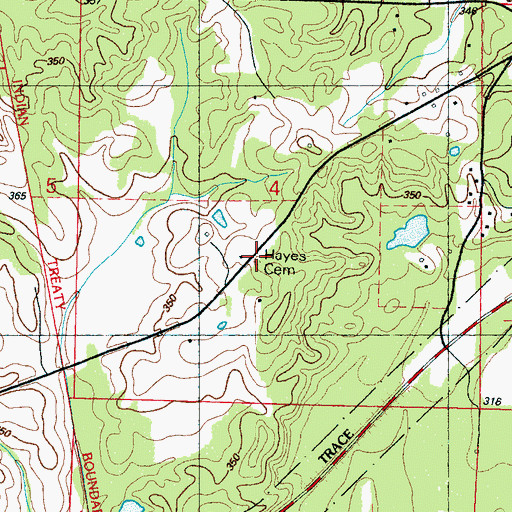 Topographic Map of Hayes Cemetery, MS