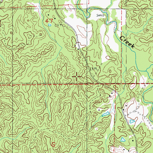 Topographic Map of Hays Cemetery, MS