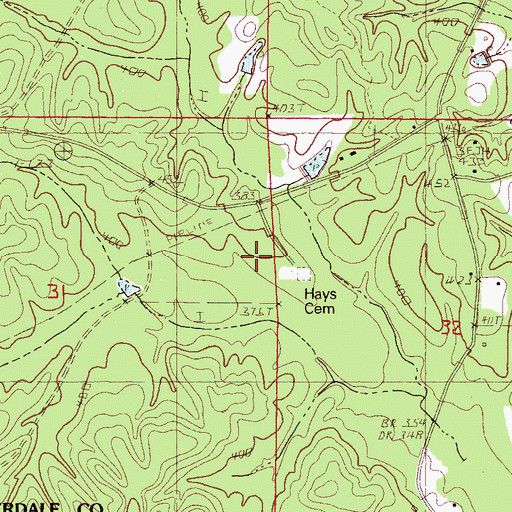 Topographic Map of Hays Cemetery, MS
