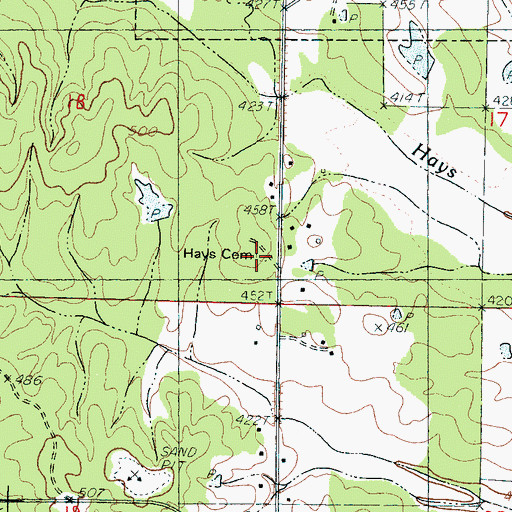 Topographic Map of Hays Cemetery, MS