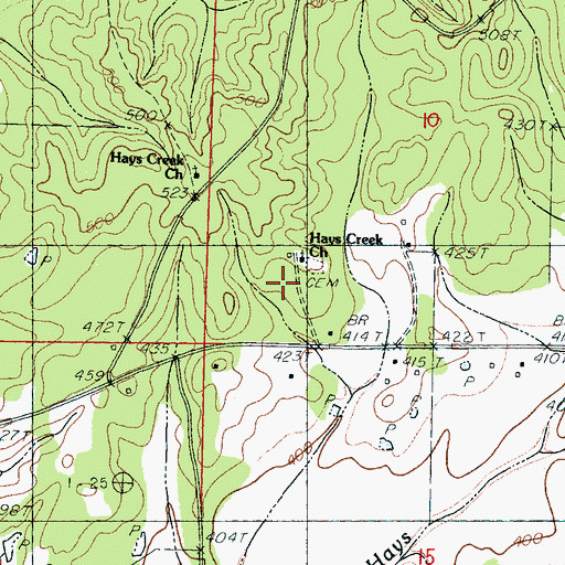 Topographic Map of Hays Creek Cemetery, MS