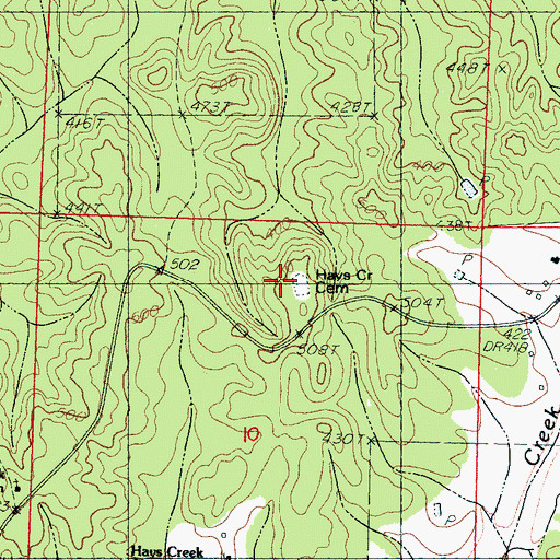 Topographic Map of Hays Creek Cemetery, MS