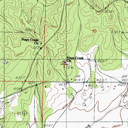Topographic Map of Hays Creek Church, MS