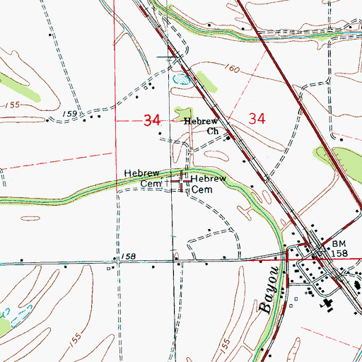 Topographic Map of Hebrew Cemetery, MS