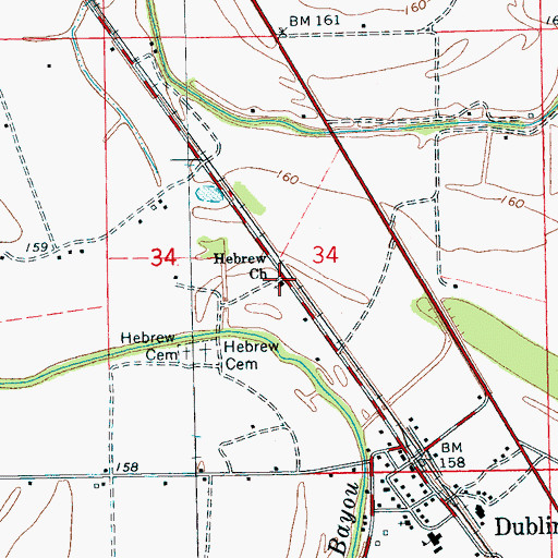 Topographic Map of Hebrew Church, MS