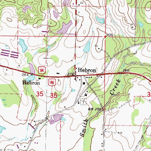 Topographic Map of Hebron, MS