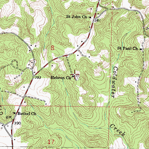 Topographic Map of Hebron Church, MS