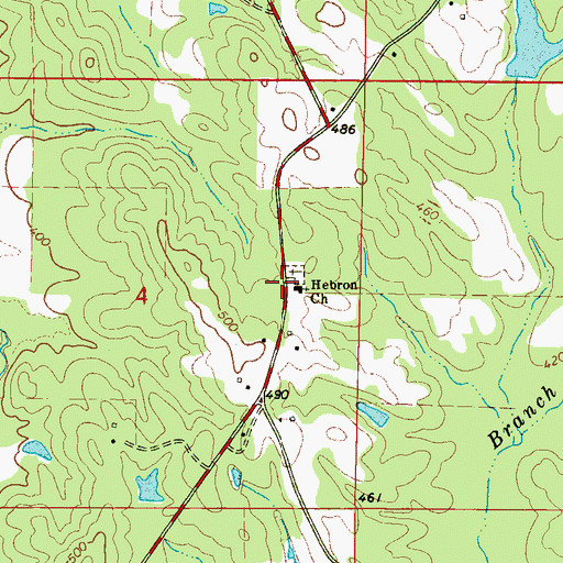 Topographic Map of Hebron Baptist Church, MS