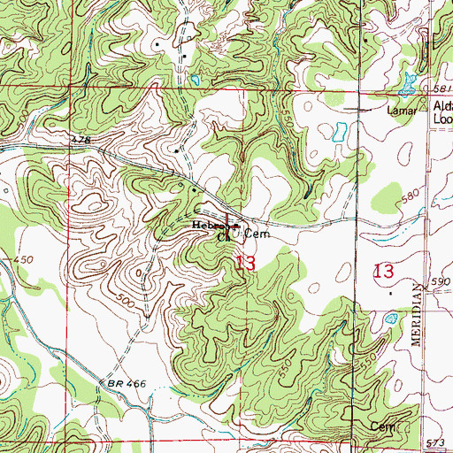 Topographic Map of Hebron Church, MS