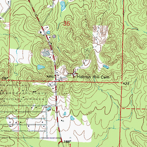 Topographic Map of Hebron Hill Cemetery, MS
