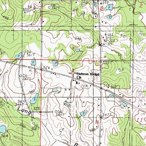 Topographic Map of Hebron Ridge Baptist Church, MS