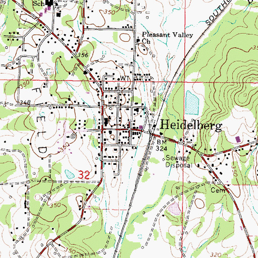 Topographic Map of Heidelberg, MS