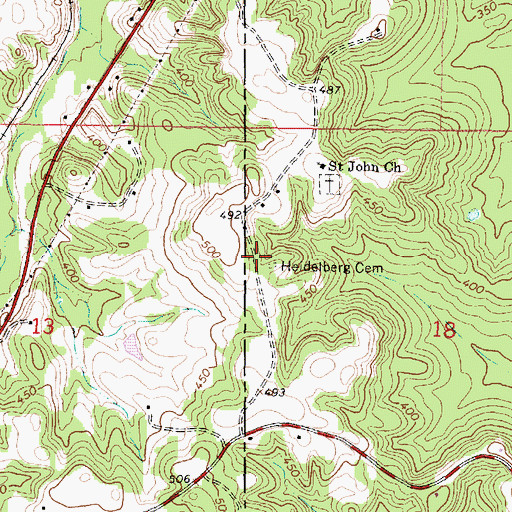 Topographic Map of Heidelberg Cemetery, MS