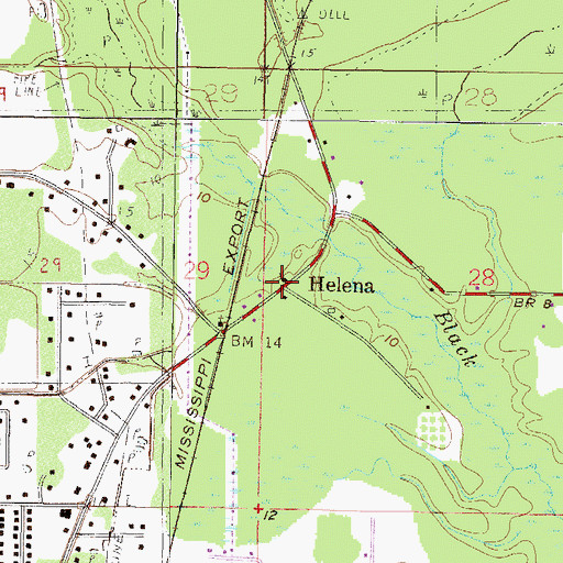 Topographic Map of Helena, MS