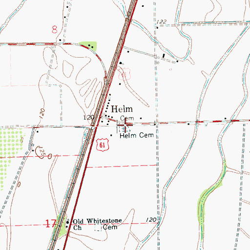 Topographic Map of Helm Cemetery, MS