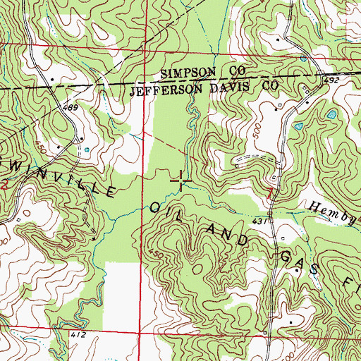 Topographic Map of Hemby Branch, MS