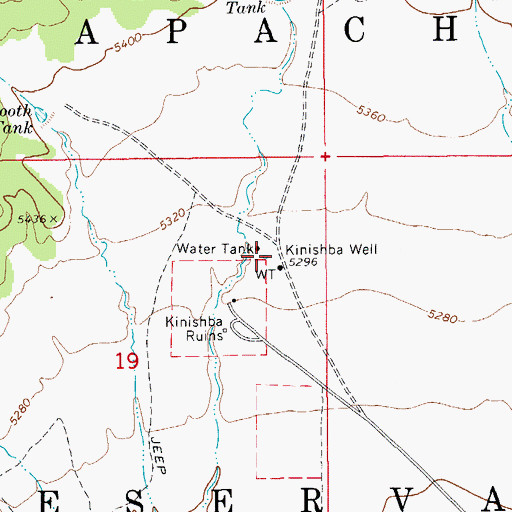 Topographic Map of Kinishba Well, AZ