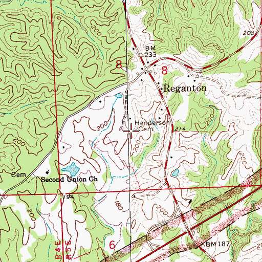 Topographic Map of Henderson Cemetery, MS