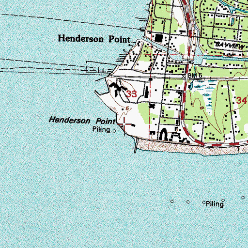 Topographic Map of Henderson Point, MS