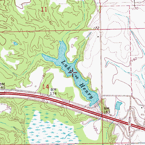 Topographic Map of Lake Henry, MS