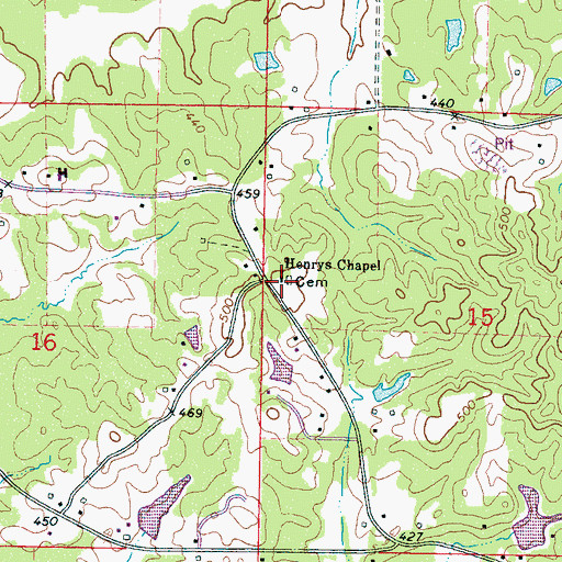Topographic Map of Henrys Chapel, MS