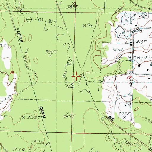 Topographic Map of Hensley Branch, MS
