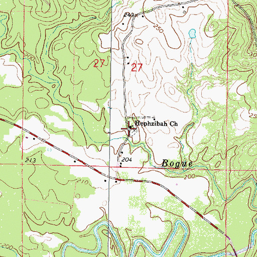 Topographic Map of Hephzibah Church, MS