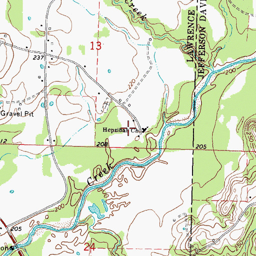 Topographic Map of Hepzibah Church, MS