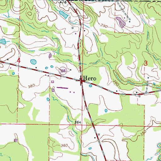 Topographic Map of Hero, MS