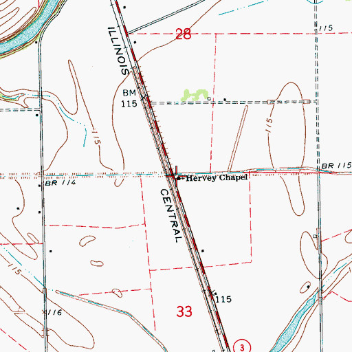Topographic Map of Hervey Chapel, MS