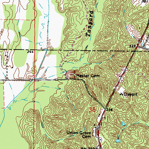 Topographic Map of Hester Cemetery, MS