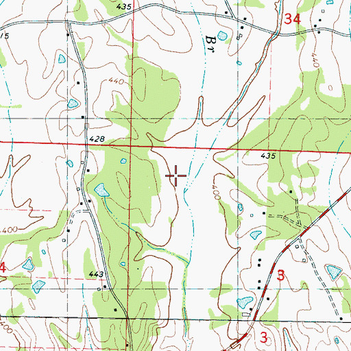 Topographic Map of Hickey Branch, MS