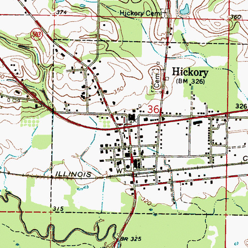 Topographic Map of Hickory, MS