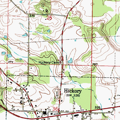 Topographic Map of Hickory Cemetery, MS
