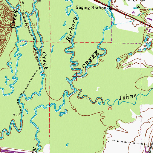 Topographic Map of Hickory Creek, MS