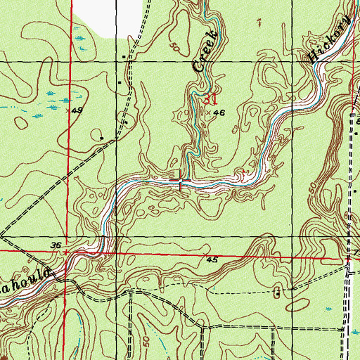 Topographic Map of Hickory Creek, MS