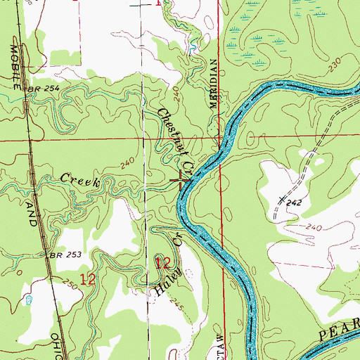 Topographic Map of Hickory Creek, MS