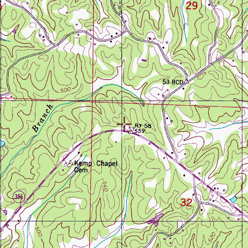 Topographic Map of Hickory Flat School, MS