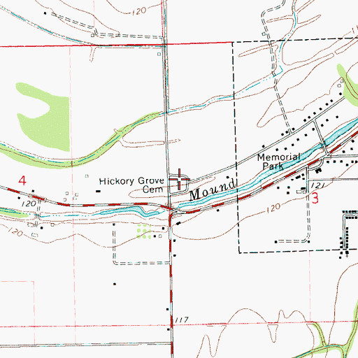 Topographic Map of Hickory Grove Cemetery, MS