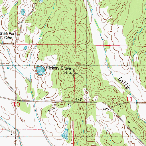 Topographic Map of Hickory Grove Cemetery, MS