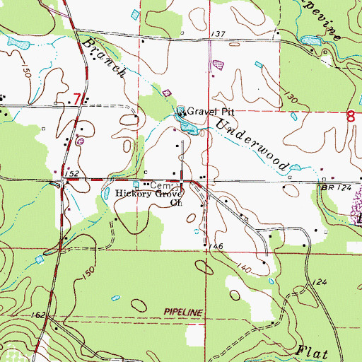 Topographic Map of Hickory Grove Church, MS