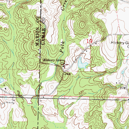 Topographic Map of Hickory Grove Church, MS