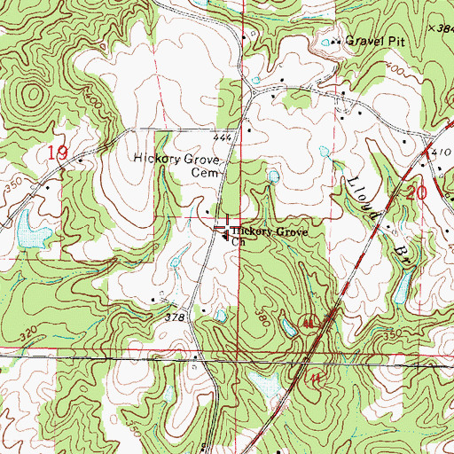 Topographic Map of Hickory Grove Church, MS